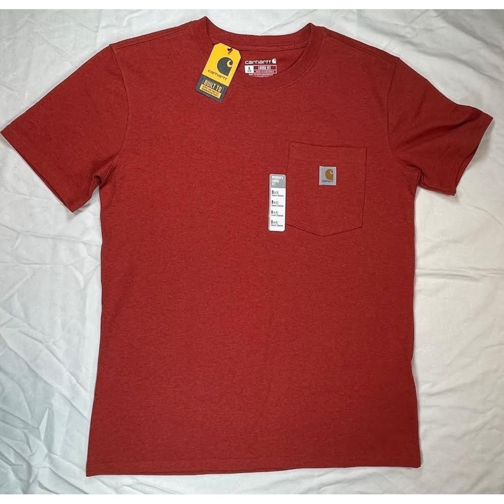 Carhartt T-Shirt Women's Small Red/Orange Original Fit Crew Neck Cotton